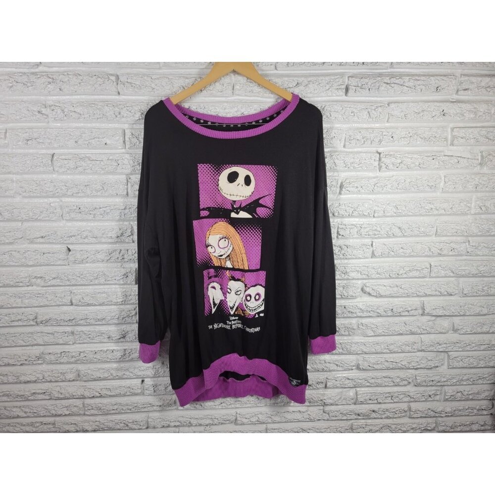 Disney Nightmare Before Christmas Women's XL Black Pajama Top NOV166XE